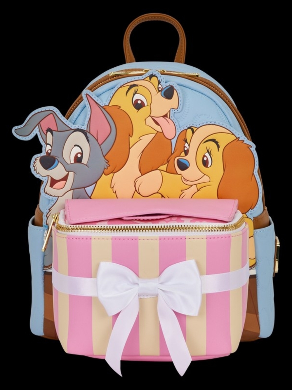 Loungefly Set Blue Pink Lady and the Tramp Exclusive Mini Backpack And Wallet